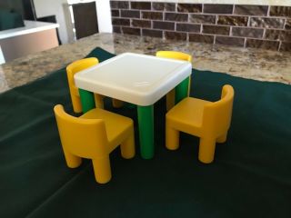 Vintage Little Tikes Dollhouse Furniture Kitchen Table And 4 Chairs