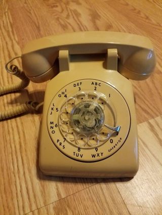 Vintage Cortelco Itt Retro Telephone Rotary Dial Corded Desk Phone Biege Color