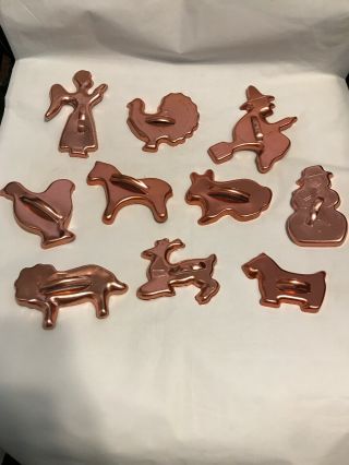 10 Vintage Copper Color Cookie Cutters