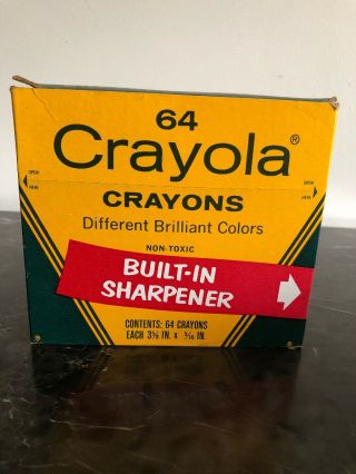 Vintage Crayola 64 Crayons With Built In Sharpener.  Includes Indian Red