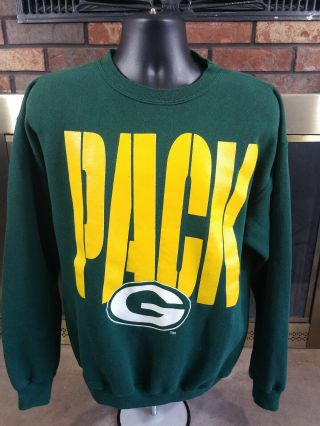 Vintage Green Bay Packers Nfl Football Crewneck Sweatshirt Mens Size Large Pack
