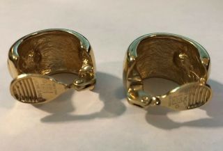 Vintage Givenchy Gold Tone Thick Hoop Clip On Earrings with Logo 3