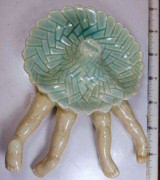 Vintage Legs Sombrero Hat Ashtray Figurine Unmarked California Pottery? 2