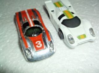 2 - Vintage Tyco Slot Cars 1 - Porsche 908,  1 - Porsche 917,  Hp - 2 Chassis Ho Scale