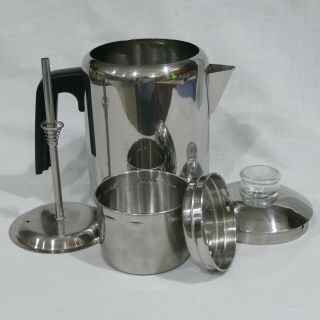 Vintage Faberware L7680 Stainless Steel Stovetop Percolator Coffee Pot 4 - 8 Cups