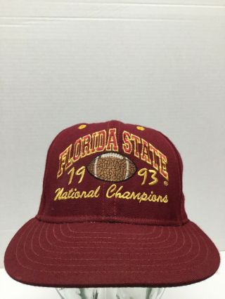 Vtg 90s 1993 Fsu Florida State Seminoles Football Champions Hat Wool