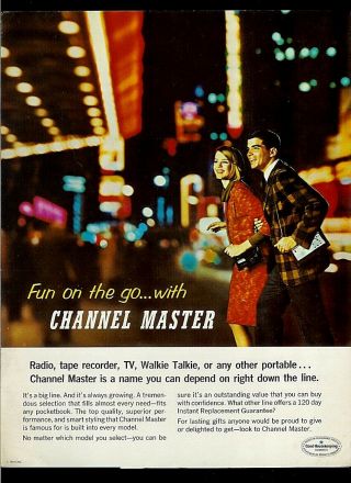 Channel Master 1964 Radio Tape Recorder Tv Walkie Talkie Vintage Dealer Brochure