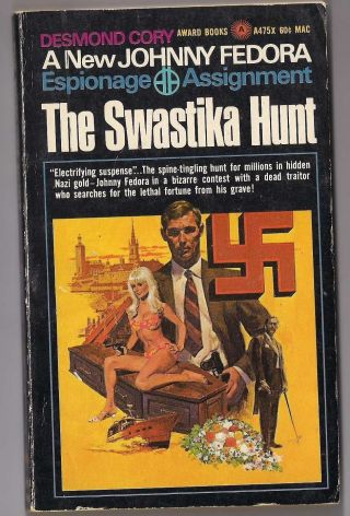 1969 The Swastika Hunt Johnny Fedora Desmond Cory Espionage Pb K1