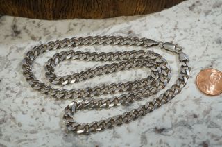 Vtg Sterling Silver Biker Necklace 48 Grams 22 " Long 1/4 " Wide
