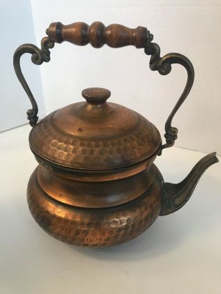 Vintage Copper Teapot with wooden handle 3