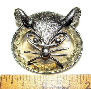 Vintage Unsigned Pauline Rader Topaz Faceted Lucite Cat W " Catitude " Pin Pendant