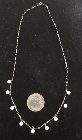 Vintage Southwestern 925 Sterling Silver Pendant Necklace Freshwater Pearl 18 "