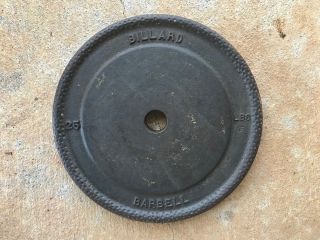 Vintage 25 Lb.  Billard Barbell Weight Plate