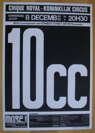 10cc Vintage Silkscreen Concert Poster 1970s
