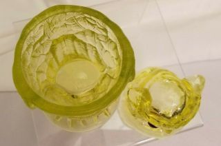 Vintage IMPERIAL (Summit) Glass OWL Toby Jar Yellow Vaseline Uranium.  Marked 3