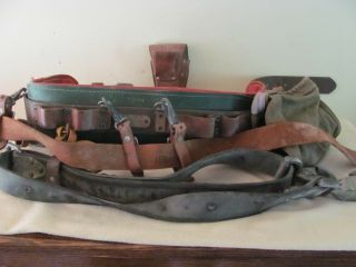 Vintage Leather Linesman Tool Belt With Accessories