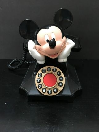 Vintage Mickey Mouse Phone Telemania Segan Rotary Look / Push Button