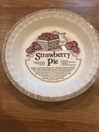 Vintage Royal China By Jeannette Strawberry Deep Dish Pie Plate 11 " With Recipe