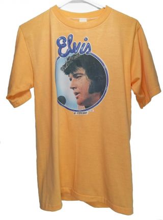 Vintage 1970’s Elvis In Concert T - Shirt Single Stitch Orange - Large