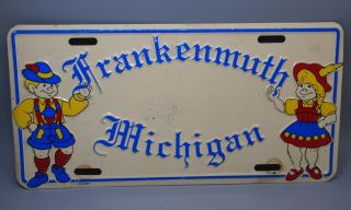 Vintage Frankenmuth Michigan Front Booster License Plate,  Hot Rod,  Garage
