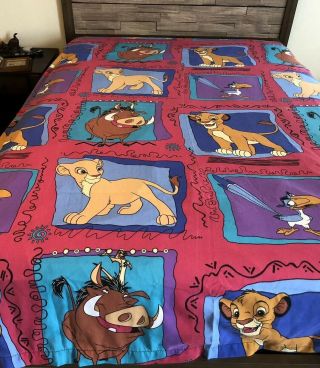 Vintage The Lion King Characters Duvet Bed Sheet Cover Cutter Fabric Disney