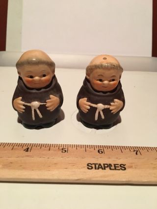 Vintage Salt And Pepper Shakers Monk Marked West Germany