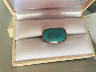 Vintage Blue Turquoise And Sterling Silver Ring,  Size 6.  75