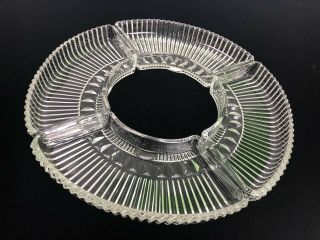 4 Vintage Crescent Shaped Snack Bone Dishes Clear Glass Crimped Pattern
