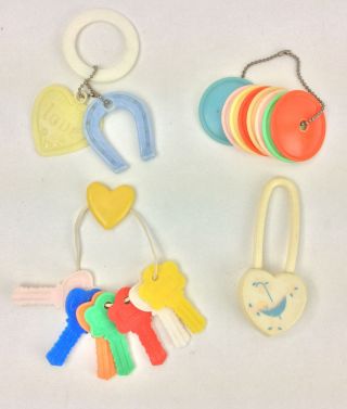 Baby Teether Key Vintage Rings Discs Love Heart Horseshoe Diaper Pin
