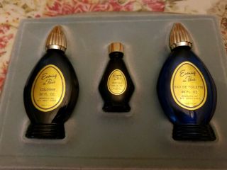 Vintage Evening In Paris Bourjois Cologne Perfume Set Of 3 Cobalt Blue Glass Usa