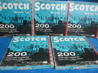 5 Reels Scotch 200 Recording Tape 2400 Ft On 7 " Reel To Open Reel