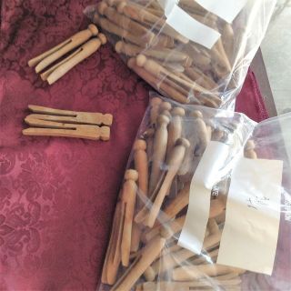 6 Dozen,  Vintage Round Top And Flat Top Wooden Clothes Pins