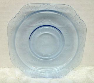 Vtg Federal Blue Depression Glass Saucer Plates Set of 4 Madrid Madonna Sapphire 2