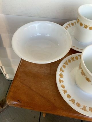 Vintage Corelle Corning Ware Butterfly Gold 2 Coffee 4 Tea Cups 6 Saucers 1 Bowl 5