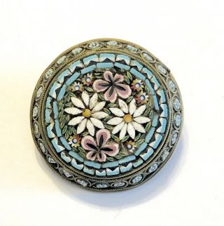 Vintage Traditional Italian Micro Mosaic Brooch Pin