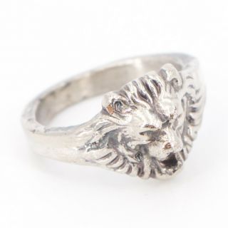 Vtg Sterling Silver - Lion Head Animal Solid Ring Size 8 - 10g