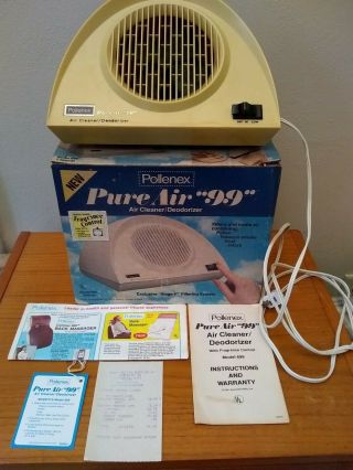 Vintage Pollenex Pure Air " 99 " Air Cleaner Deodorizer Filters Odor Dust Tobacco
