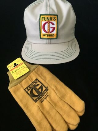 Vintage 1960’s Nos Funk Seed Corn Advertising Hat And Gloves Never Worn