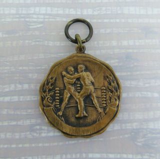Vintage 1928 I.  P.  A.  B.  T.  Boxing Medal Golden Gloves ? Brass 1.  15 Inches