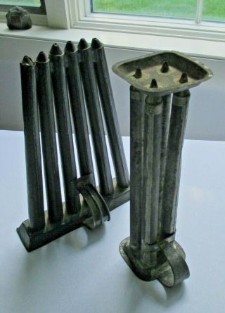 2 Vintage Metal Candle Molds 4 & 6 Holes