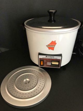 Vtg Hitachi 10 Cup Chime - O - Matic Chimeomatic Rice Cooker W Steamer Insert