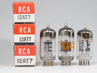 Rca 12at7 Matched Vintage Tube Trio Black Plates Square Getter Nos (test 104)