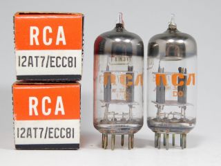 Rca 12at7 Matched Vintage Tube Pair Gray Plates Round Getter Nos (test 118)