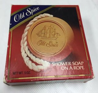 Vintage Old Spice Soap On A Rope 5oz Shulton & Box 3790 Shower Don’t Drop Bath