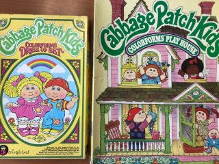 Vintage Retro Cabbage Patch Colorforms Play Set X 2,  Dress Up,  Playhouse,  1983