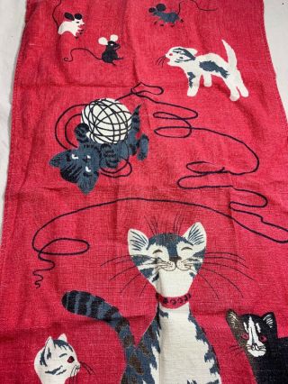 Vintage MCM Linen Kitchen Towel Cat & Kittens Tammis Keefe Tea Dish Towel 5