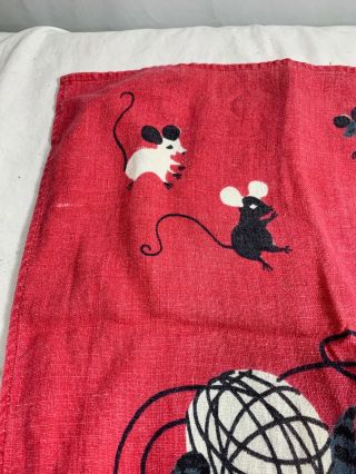 Vintage MCM Linen Kitchen Towel Cat & Kittens Tammis Keefe Tea Dish Towel 6