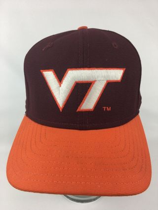 Vintage Era Virginia Tech Hokies Ncaa Script Snapback Hat 80 - 90s Usa Made D