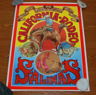 Vtg 1983 California Rodeo Poster 18 X 24 Salinas Cowboy