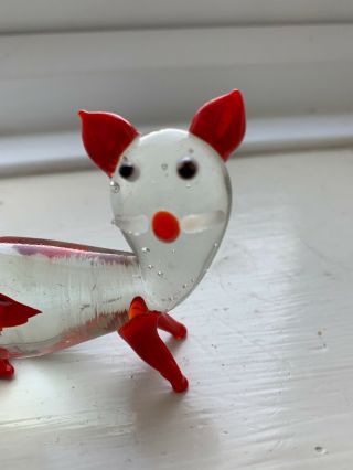 Vintage Murano Red Cat With Fish 2